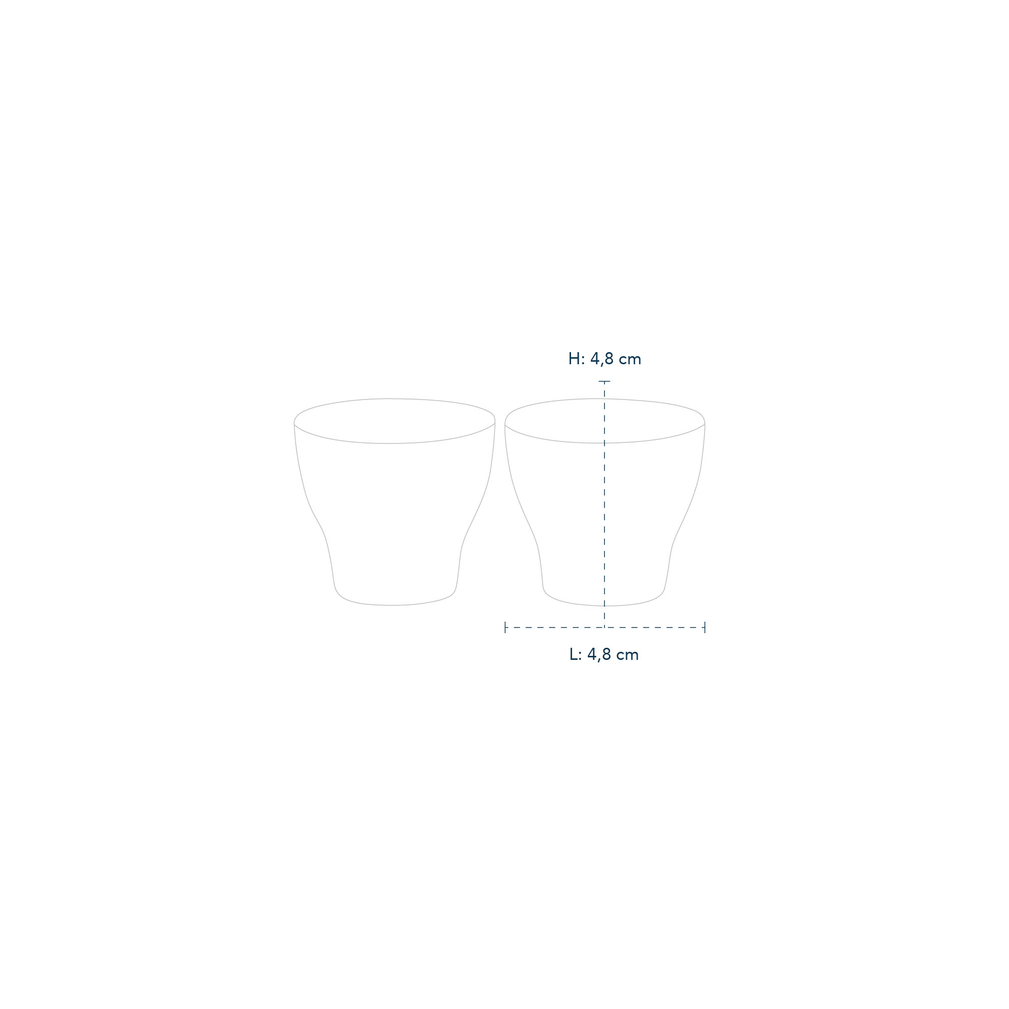Line drawing of White Fluted Egg Cup 4,8 cm, 2 pc